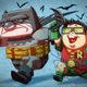 Illustration for article titled emUps/em odd couple trades balloons for Batmans cape and cowl